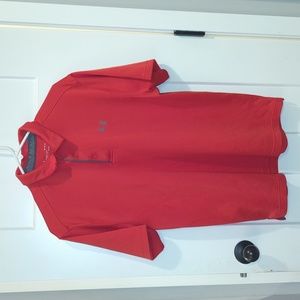 Under Armour Red Loose Heatgear Mens Polo Shirt Lg Short Sleeve Athletic Golf